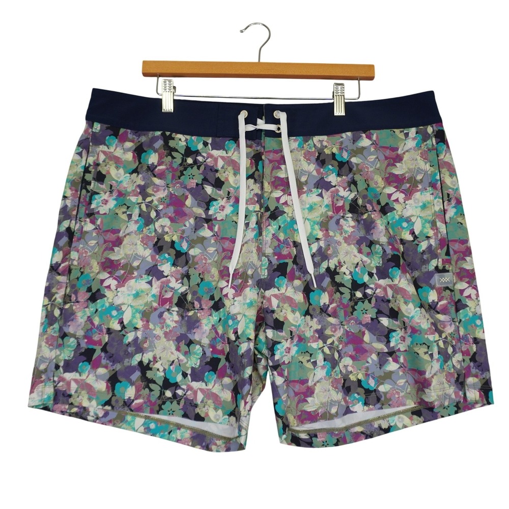 Rhone Board Shorts Mens 42 Multicolor Floral Print Lined Swim Trunks 7" Inseam